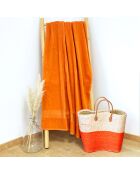 Drap de plage jacquard Classy orange - 90x180 cm