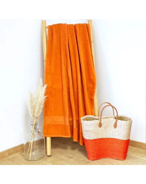 Drap de plage jacquard Classy orange - 90x180 cm