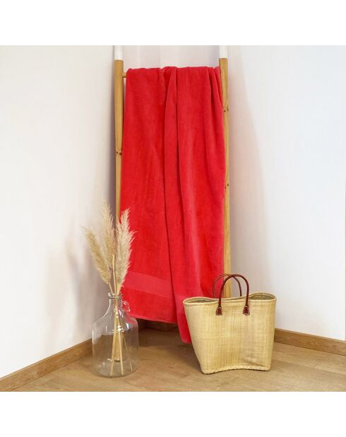 Drap de plage jacquard Classy framboise - 90x180 cm