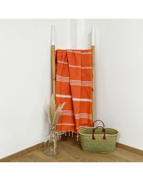 Fouta traditionnelle Kolora orange - 100x200 cm