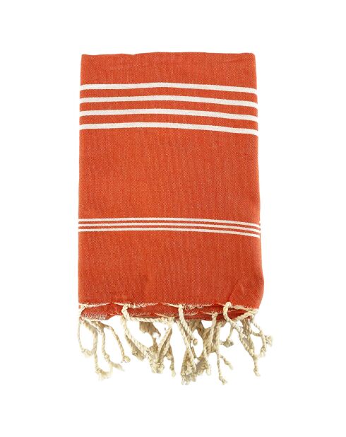 Fouta traditionnelle Kolora orange - 100x200 cm