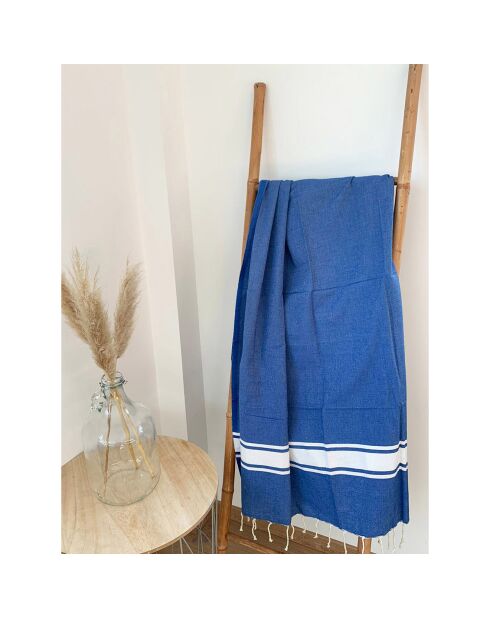 Fouta traditionnelle Kozo bleu royal - 100x200 cm