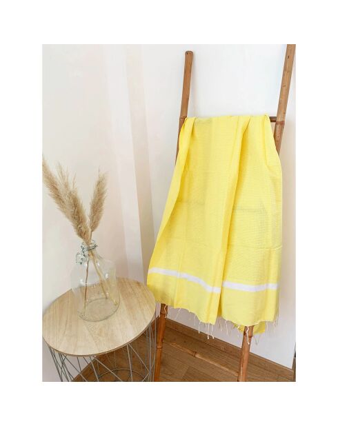 Fouta traditionnelle Mikanda Xl jaune - 200x200 cm