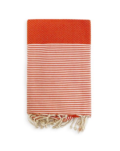 Fouta traditionnelle Mikanda orange - 100x200 cm