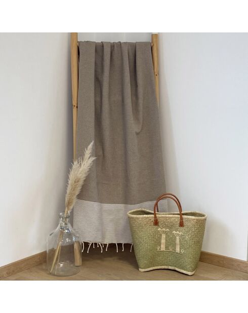 Fouta traditionnelle Mikanda taupe - 100x200 cm