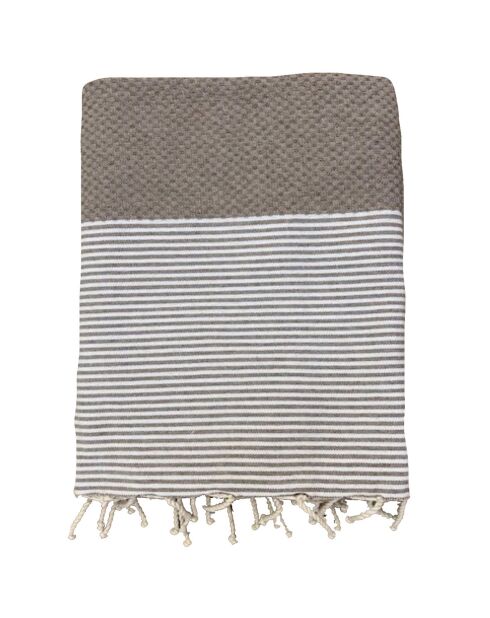 Fouta traditionnelle Mikanda taupe - 100x200 cm