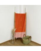 Fouta traditionnelle Mikanda Xl orange - 200x200 cm