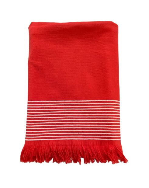 Fouta doublée en éponge Paski rouge - 90x170 cm