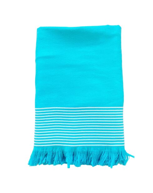 Fouta doublée en éponge Paski turquoise - 90x170 cm