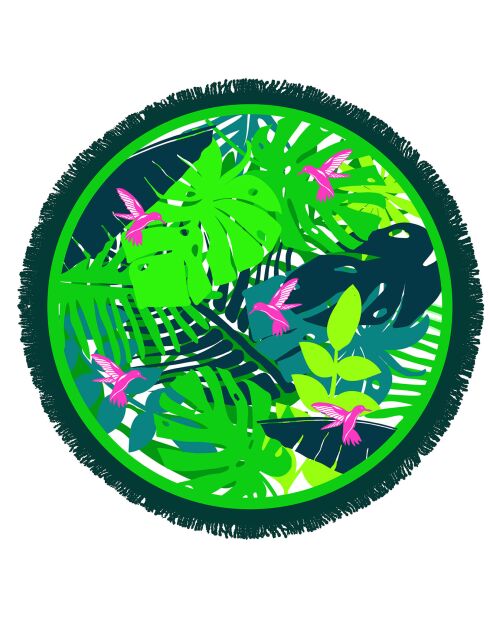 Serviette de plage ronde Tsamba verte - D. 150 cm