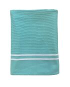 Fouta doublée en éponge Waffle turquoise - 90x170 cm