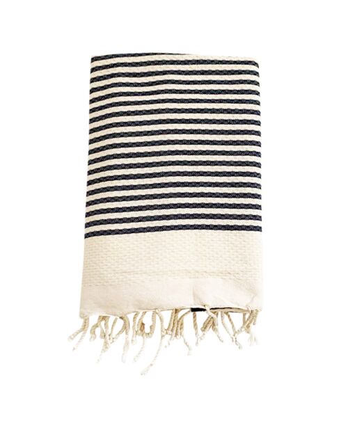 Fouta traditionnelle Yadara bleu marine - 100x200 cm