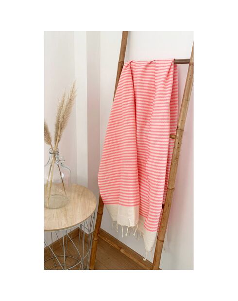 Fouta traditionnelle Yadara rose - 100x200 cm