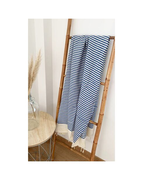Fouta traditionnelle Yadara bleu royal - 100x200 cm