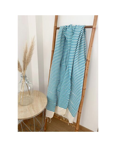 Fouta traditionnelle Yadara turquoise - 100x200 cm
