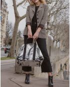 Sac cabas Joy en Cuir argenté - 64x35x30.5 cm