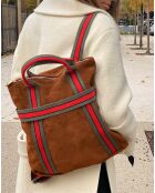 Sac à dos en Cuir Gao camel - 37.5x9x37 cm