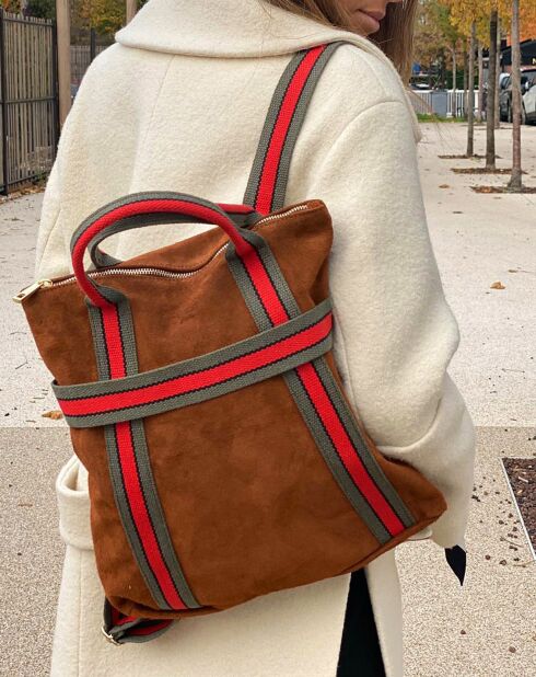 Sac à dos en Cuir Gao camel - 37.5x9x37 cm