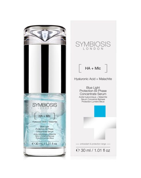Sérum concentrado bifásico Blue Light Protection con ácido hialurónico y malaquita, 30 ml