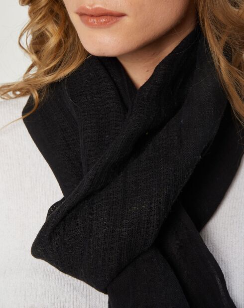 Écharpe en Lin & Coton Olaf noire - 60x190 cm