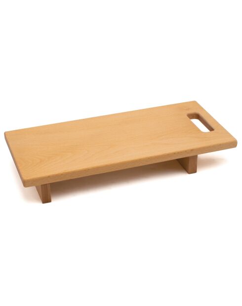 Planche de service avec poignée et pieds en bois de hêtre marron - 39x18x6 cm