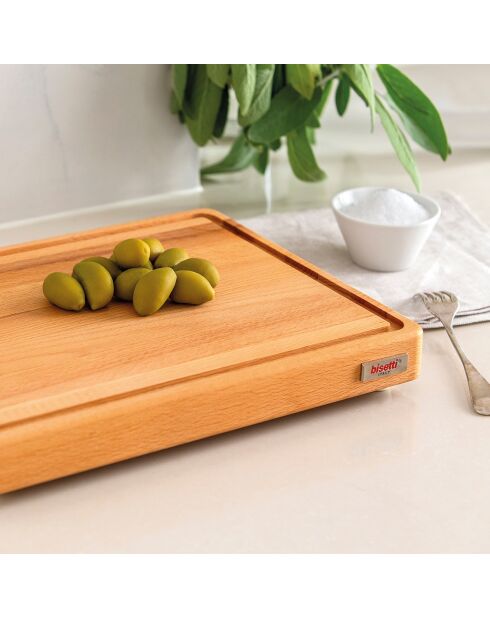 Planche à découper en bois de hêtre marron - 40x25x4 cm