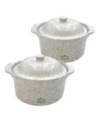 2 Mini cocottes en Grès Stonewhite blanches - 14.5x13x6 cm