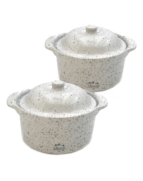 2 mini cocotte in arenaria bianca Stonewhite - 14,5x13x6 cm