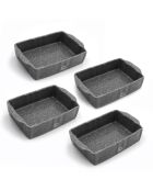 4 Petits plats à four pour gateaux en Grès Pierre Gourmet gris - 20x13x4.5 cm
