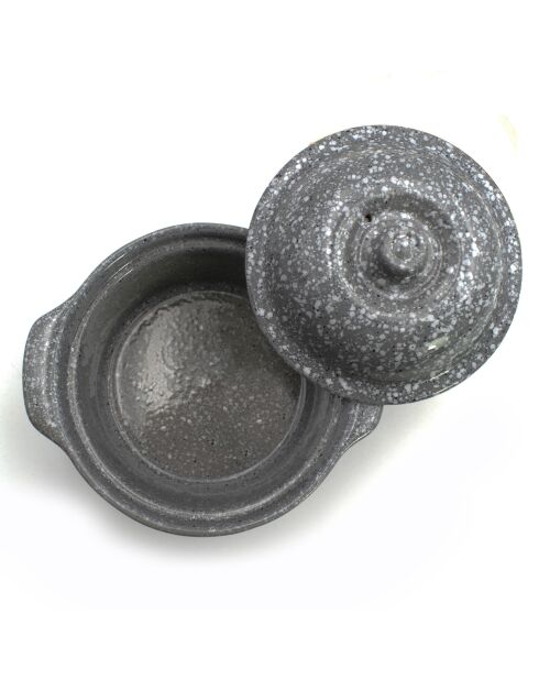 2 Mini cocottes en Grès Pierre Gourmet grises - 14.5x13x6 cm