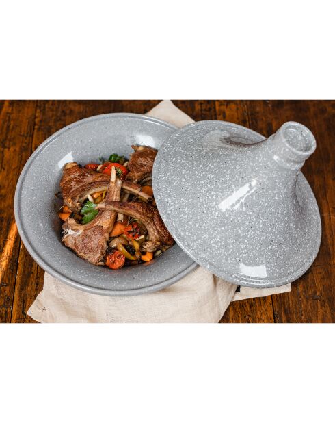 Plat à tajine en Grès Pierre Gourmet gris - D.26x20 cm