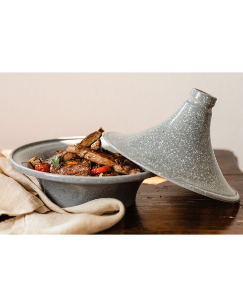 Piatto tajine Pierre Gourmet in gres grigio - D.26x20 cm