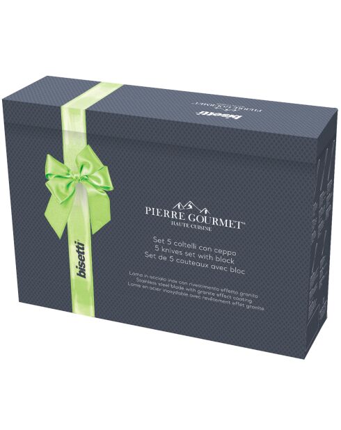 5 Couteaux de cuisine avec support Pierre Gourmet gris