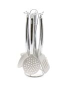 6 Ustensiles de cuisine avec support Stonewhite gris