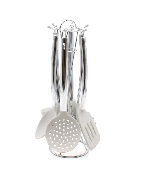 6 Ustensiles de cuisine avec support Stonewhite gris
