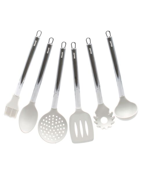 6 Ustensiles de cuisine avec support Stonewhite gris