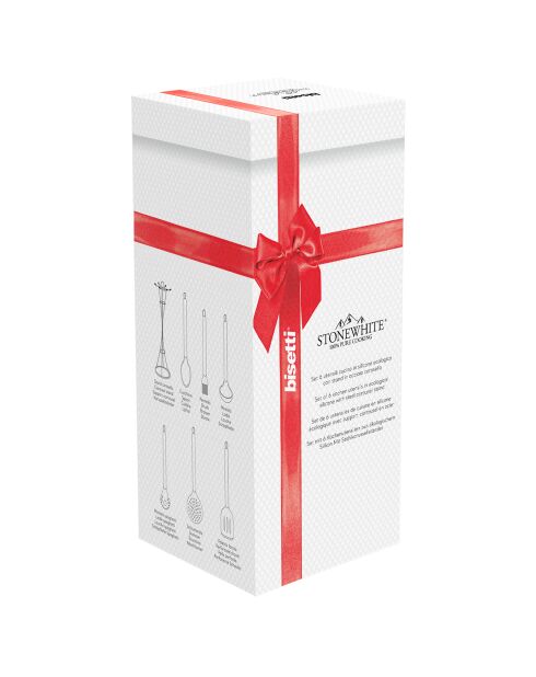 6 Ustensiles de cuisine avec support Stonewhite gris