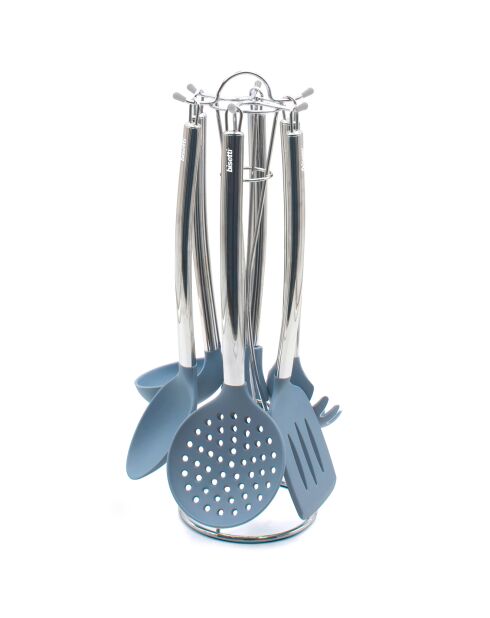 6 Ustensiles de cuisine avec support Pierre Gourmet bleu/gris