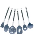 6 Ustensiles de cuisine avec support Pierre Gourmet bleu/gris