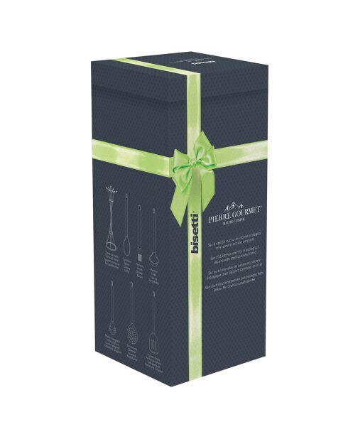 6 Ustensiles de cuisine avec support Pierre Gourmet bleu/gris