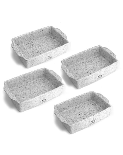 4 Petits plats à four pour gateaux en Grès Stonewhite blancs - 20x13x4.5 cm