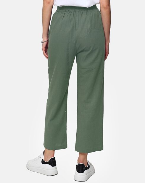 Pantalon 100% Lin Anna kaki claire