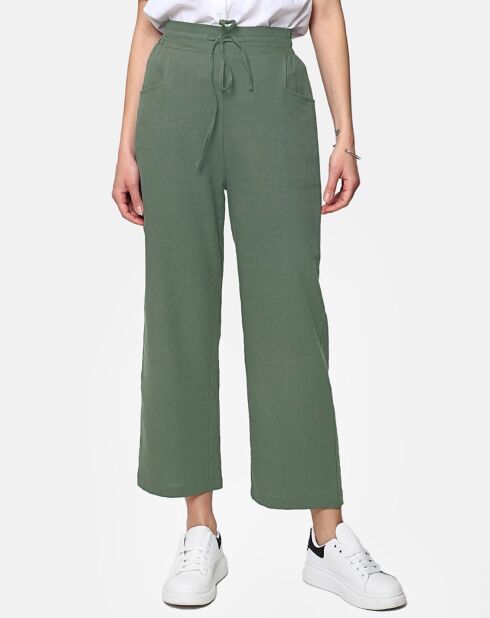 Pantalon 100% Lin Anna kaki claire