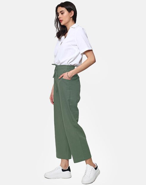 Pantalon 100% Lin Anna kaki claire