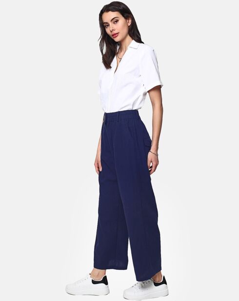 Pantalon 100% Lin Julia marine