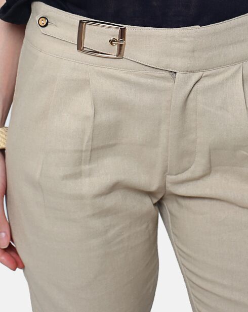 Pantalon 100% Lin Charlie beige