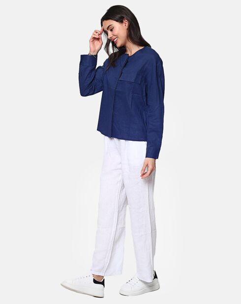 Chemise 100% Lin Lena marine