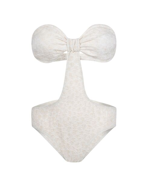 Traje de baño de una sola pieza con estampado Trikini Bandeau, color crudo, de color crudo