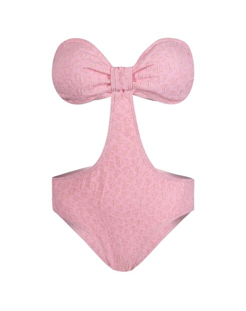 Formidable traje de baño de una sola pieza con diadema de trikini rosa