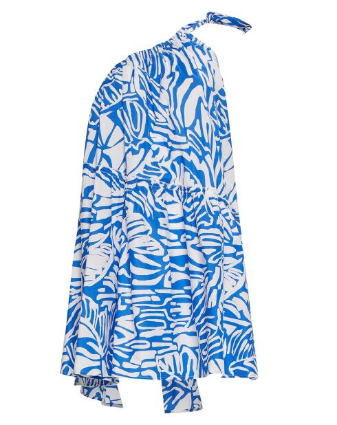 Robe asymétrique Flo imprimée bleue